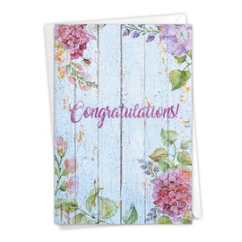 Blooming Driftwood Congratulations - Beautiful Appreciation Notecard with Envelope (4.63 x 6.75 Inch) - Floral Congratulations Greeting Card for Women, Men - Stationery Congrats Card C6108JCGG