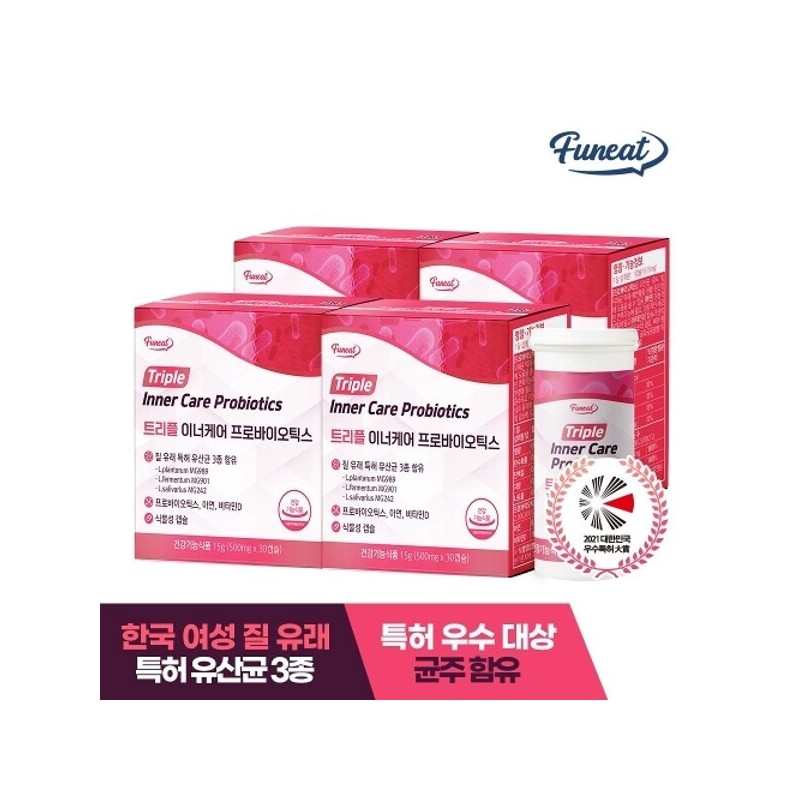 Furnit 퍼니트 여성 질 유래 유산균 트리플 이너케어 프로바이오틱스 4박스