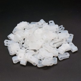 mankk 100PCS 1/4 Inch Rope Light Clips P-Style Mounting Clips Plastic Cable Clamps with Compatible Stainless Steel Pan Head Phillips Screws for Wire Management M-034-W-LS