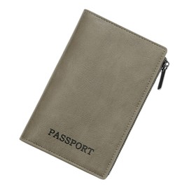 Yoeeco Passport Case, Anti-Skimming, Passport Cover, Zipper Pocket, Passport Holder, Overseas Travel, Wallet, Light Grey