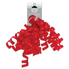 Jillson Roberts 6-Count Self-Adhesive Grosgrain Curly Bows Available in 15 Colors, Lipstick Red