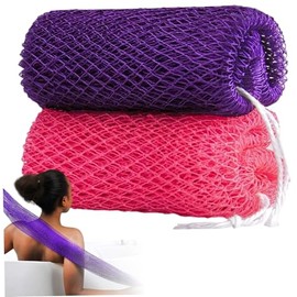 Esponja de red africana, 2 unidades, red exfoliante africana de nailon elástico, paño exfoliante secado rápido con cuerda, fregador espalda lavable a 