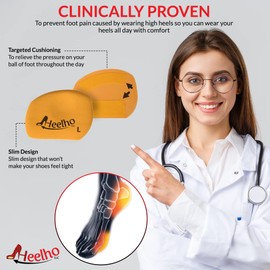 Heelho Metatarsal Pads for High Heels - Relieve Pain with Adhesive Shoe Inserts, Ball of Foot Cushions (2 Pads)