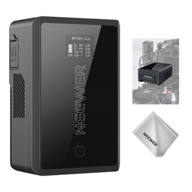 NEEWER Mini V Mount Battery, 45W PD Fast Charging, 3450mAh 50Wh 14.54V V Lock Battery with D Tap/USB C/USB A/BP/2 DC Ports/OLED Screen/Cleaning Cloth for Camera Monitor Camcorder Video Light, PS050E
