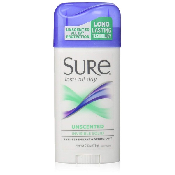 Sure Invisible Solid Anti-Perspirant and Deodorant, Unscented, 2.7 Ounces (Pack of 12)