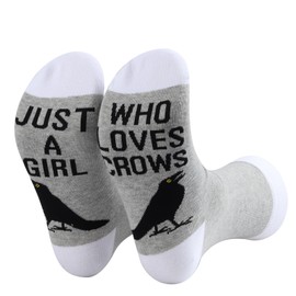 BDPWSS Crow Socks Raven Bird Lover Gift Just a Girl Who Loves Crows Crow Mom Bird Watching (Socks, Girl Loves Crows CA)