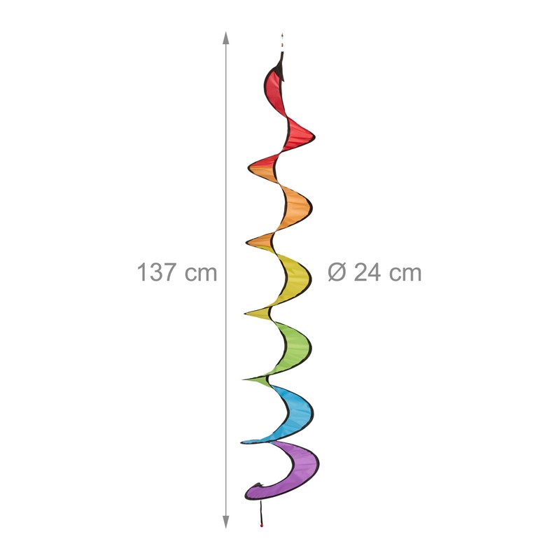 Relaxdays, Set of 3 Rainbow Wind Spirals, Hanging, H x