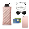Yantoers 2 Piece Soft Sunglass Case PU Leather Squeeze Top