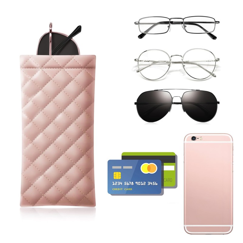 Yantoers 2 Piece Soft Sunglass Case PU Leather Squeeze Top