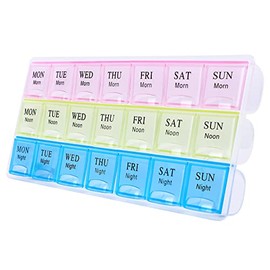 Large Weekly Pill Organizer 3 x A Day, Moisture-Proof 7 Day Pill Box | Travel pill cases portable for pills, vitamins, fish oil, and supplements. Idea