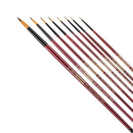 Creative Mark Ebony Splendor Long Handle Synthetic Sable Paint Brush, Round Set of 7, Teijin Multi-Filament Hair, Handcrafted Synthetic Paint Brushes for Acrylic Painting, Watercolor Painting & More