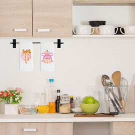 DNEULYR Coquette Bow Pumpkin Fall Kitchen Towels, Preppy Autumn Pumpkin Thanksgiving Decorative Hand Towels for Bathroom, Farmhouse Fall Dish Tea Towels for Kitchen Decor, 16x24 Inch Set of 2