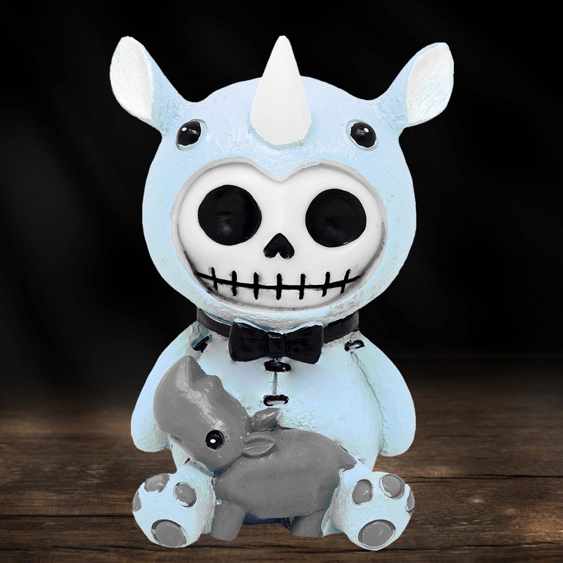 Mysticalls Furrybones Rhino Gothic Fantasy Skull Figurine