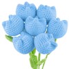 Lovmeety 7 Pcs Tulips Crochet Flowers, Blue Artificial Tulips Knitted