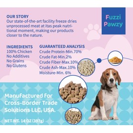 Freeze Dried Chicken Treats Toppers Bites, Organic, Fresh Single Ingredient, Pure, Healthy, Dogs Cats, Natural, Trainings Treats, Grain Free, Gluten Free, Filler Free, High Protein Snacks (14oz)
