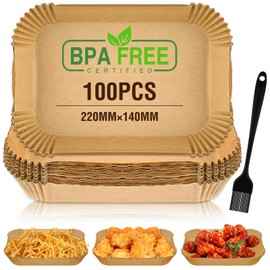 100 Stück Backpapier für Heißluftfritteuse mit Doppelkammer, 22 * 14cm Rechteckig Airfryer Backpapier BPA-frei Antihaft-Einweg-Luftfritteusen Pergamentpapier für 4.7L - 7.3L Airfryer, Mikrowelle
