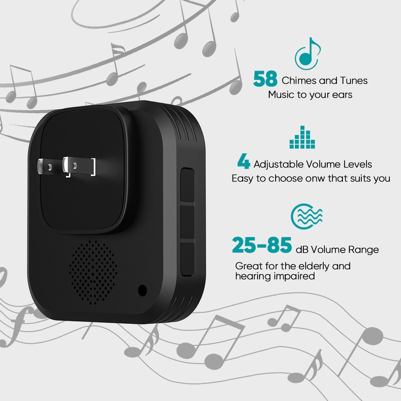 Wireless Doorbell, EECOO Wireless Bell Waterproof Set, Wireless Doorbell, 58