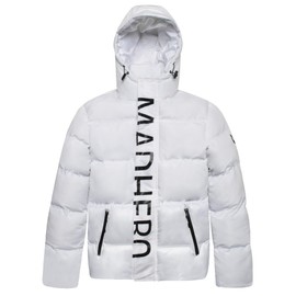 MADHERO Men's Puffer Jacket Water-Resistant Insulated Down Alternative Outerwear Coats White with Logo Size M