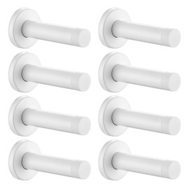 JQK Door Stopper White, 304 Stainless Steel Thicken 1mm Sound Dampening Door Stop Bumper Wall Protetor 8 Pack, DSB5-WH-P8