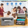 DAOUTIME 6-Tier Mesh Desk Organizer with Drawer, Wooden Office Organizer