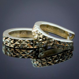 Steelt Knitted Men’s 14k Gold Plated Diamond Cut Small Hoop Huggie Hip Hop Style Earrings