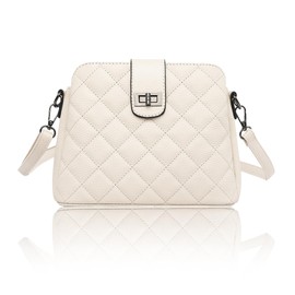 Haroi Women's Shoulder Bag, Crossbody Leather, Small, Lightweight, Large Capacity, Quilted Bag, Mini Shoulder Bag, Casual Bag, Pochette Mini Bag, white