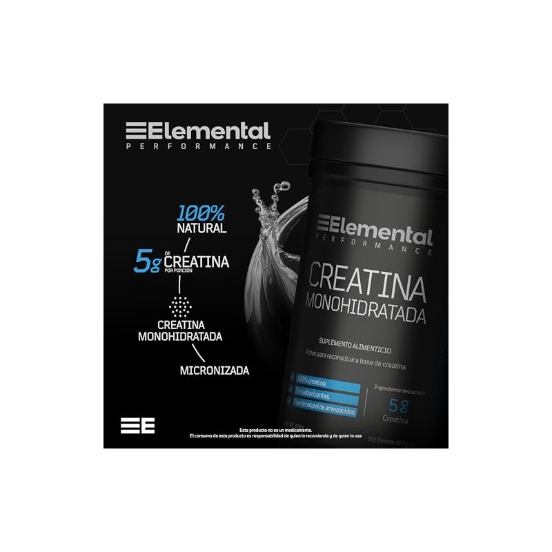ELEMENTAL Creatina Micronizada 450g 90 Porciones Alta Pureza