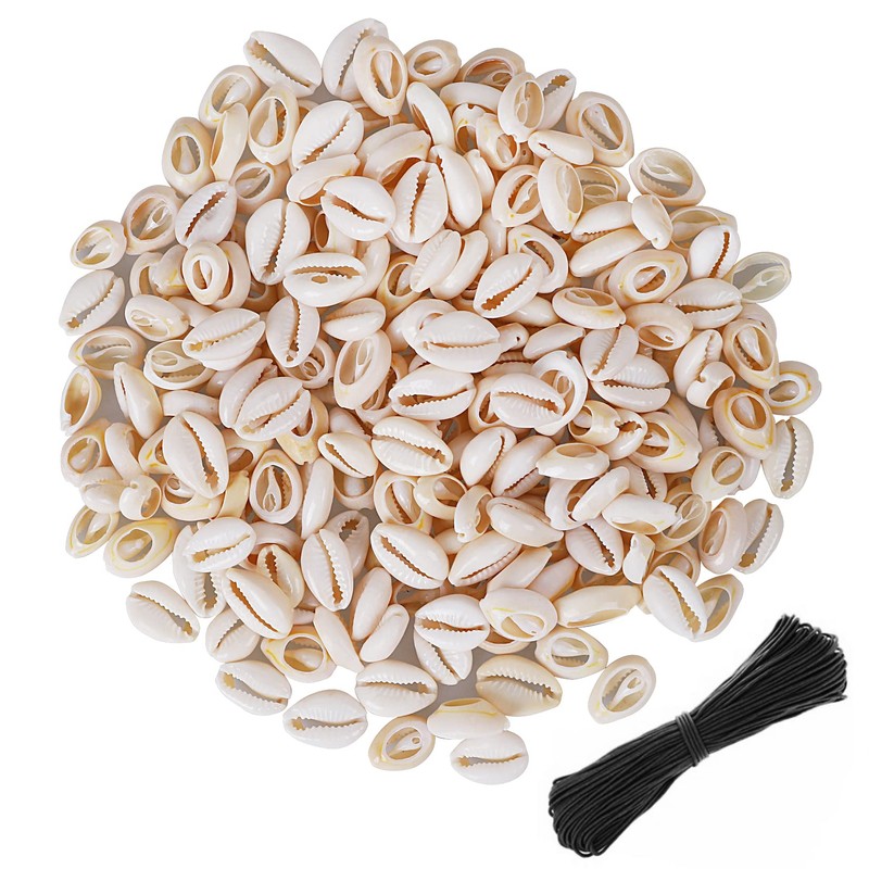 150 PCS 0.63"-0.71" Natural Strong Cowrie Shell Beads Smooth Cut