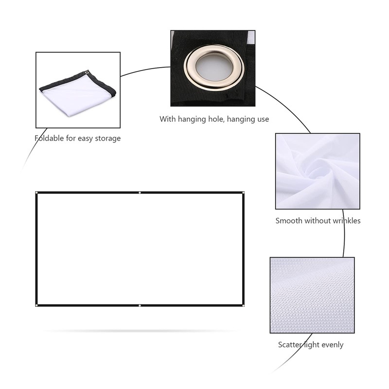 Projector Screen, 100/150 Inch Portable Projection Screen Widescreen 16: 9