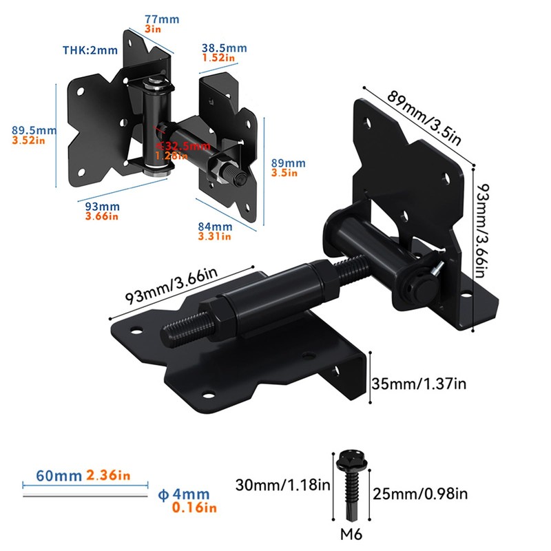 Self Closing Gate Hinges Heavy Duty for Wooden/Vinyl/PVC Fence Gate