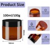 6 Pack 100ml Empty Amber Plastic Jars with Black Lid,