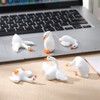 Hokoad 24 PCs Mini Resin Goose Figurines Tiny White Goose