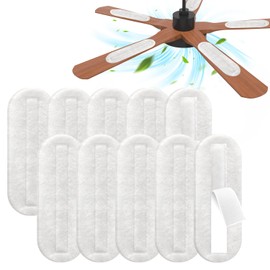 2025 Upgrade 10pcs Ceiling Fan Filters for Blades Easy-Stick Strong Fixity Activated Coconut Carbon Fan Filter for Ceiling Fan, Universal Fan Blade Air Fresh Purifier Cat Litter Box Filter, White