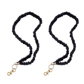 2 Pack Stretchy Scrunchie Lanyard for ID Badges Keys Retractable Cute Neck Elastic Breakaway Lanyard for Teacher Women Girls (Black)