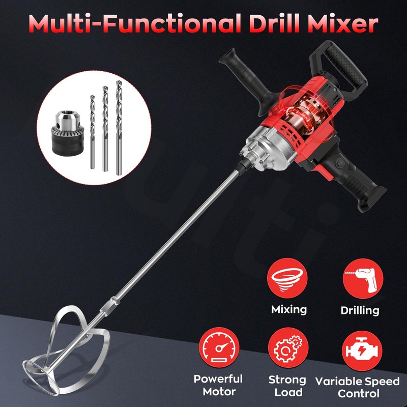 IMAYCC Drill Mixer,3200W 20A Concrete Mixer for Drill, 110V Corded