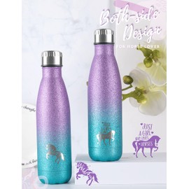 Horse Gifts for Women, Girls, Insulated Stainless Steel Water Bottle, Equestrian Gifts for Horse Lovers, Cowgirls, Perfect for Birthday, Back to School, Violet-Blue Gradient Glitter, Onebttl