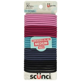 Scunci No-Damage Elastic Stretch Hairbands in Pastel Colors, 30 Count