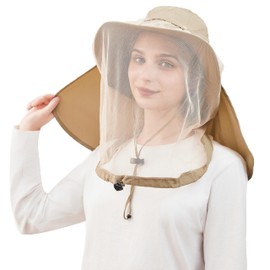 Palmyth Head Net Hat, Sun Hat Safari Hat Bucket Hat with Hidden Mesh Net (Sage)