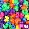 BeadTin Neon Bright Multi 13mm Butterfly Pony Beads (250pcs)