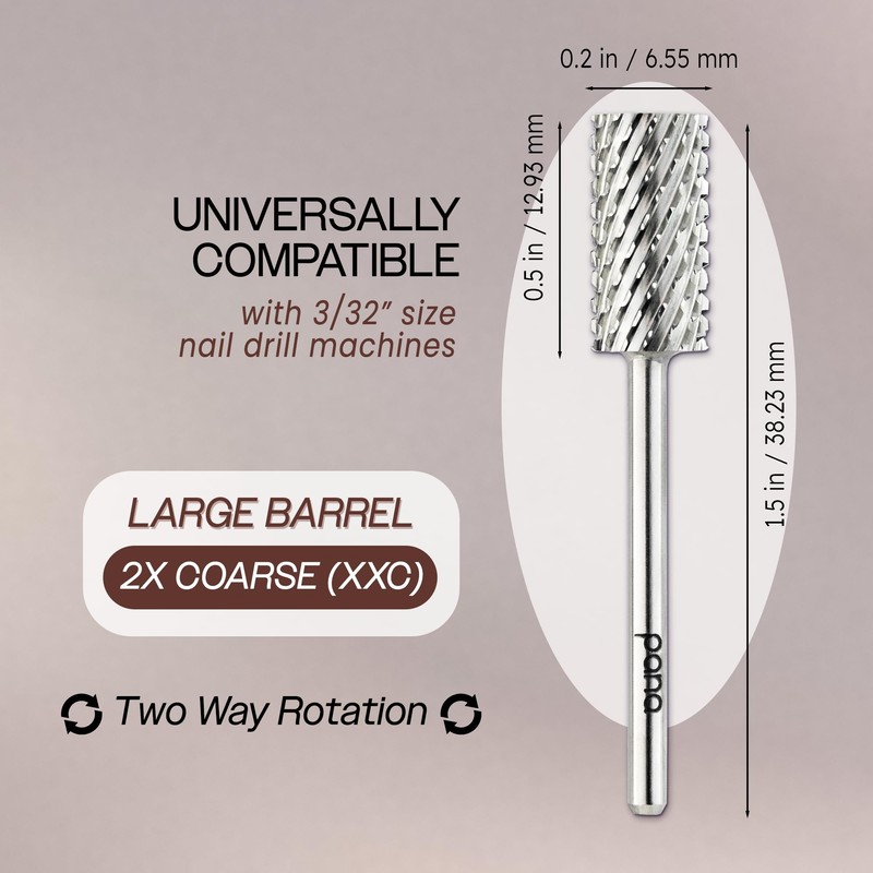 PANA 3/32" Large Barrel Flat Top Silver Carbide Nail Drill