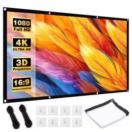 MgFjaka Proiettore 120 Pollici 16:9 HD Telo Proiettore Anti Rughe Pieghevole Portable Lavabile, Schermo Doppia Faccia