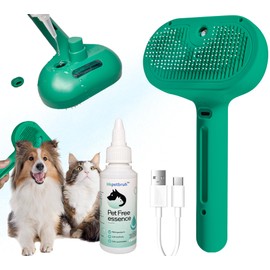 Cat/Dog Grooming Tool - Hair Removal Brush with Water Tank, Release Button and Steam Feature for Deshedding