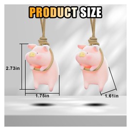 Swinging Pig Car Hanging Ornament, Swing Lucky Piggy Pendant Car Interior Rear View Mirror Charm Accessories, Super Cute Pig Decoration Universal for Car, Office, Home