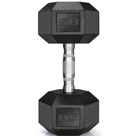TLGREEN 85LB Single Dumbbell Rubber Coated Cast Iron Hex Black Dumbbells, Weights Dumbbells Set