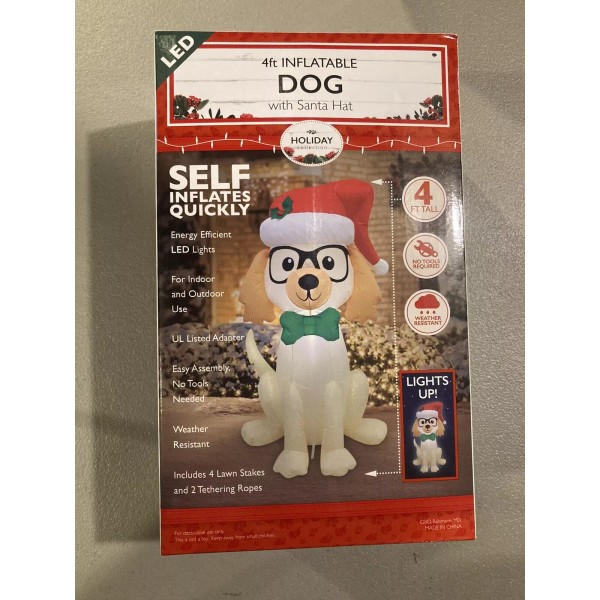 NEW Inflatable Dog Short Haired Havanese 4FT Light Up Outdoor
