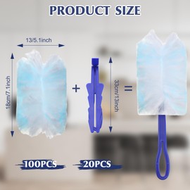 Yaomiao 120 Pcs Duster Refills for Cleaning Includes 100 Disposable Duster Refills Bulk with 20 Replacement Handle Dusters for Cleaning Office, Home, Blinds, Ceiling Fans, Furniture(Yellow)