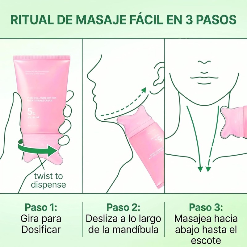 Crema Para Cuello Con PDRN Colágeno Y Aplicador Gua Sha