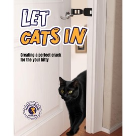 Pawmee Cat Door Latch Holder, Easiest to Install, Most Durable & Foldable Door Stoppers, 【5 Adjustable Sizes】 Keep Interior Door Cracked Open for Cat - Dog Proof Cat Feeding Station, No Wall Damage