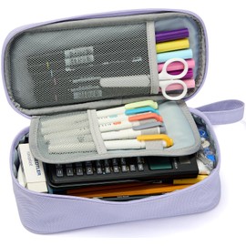 SPACEMATE Pencil Case Pouch Box Bag School Supplies Girls Boys Kids, Cute Preppy Stuff Large Big Capacity Aesthetic Pen Organizer, Back to College Stationary, Purple, Classic Stlye, 1800ml