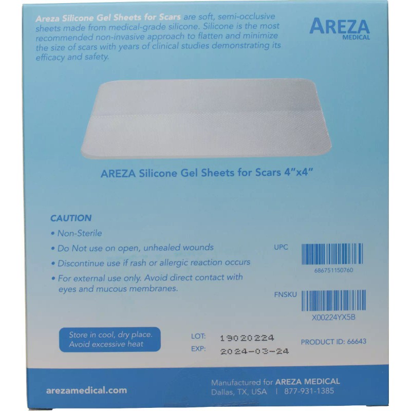 Areza Silicone Gel Sheet for Scars 4" x 4" (3